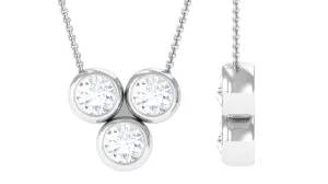 0.25 CT Round Cut Moissanite Minimal Three Stone Necklace