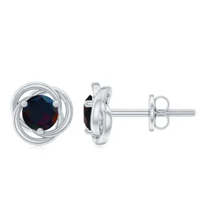 0.50 CT Natural Black Opal Solitaire Swirl Stud Earrings in Gold