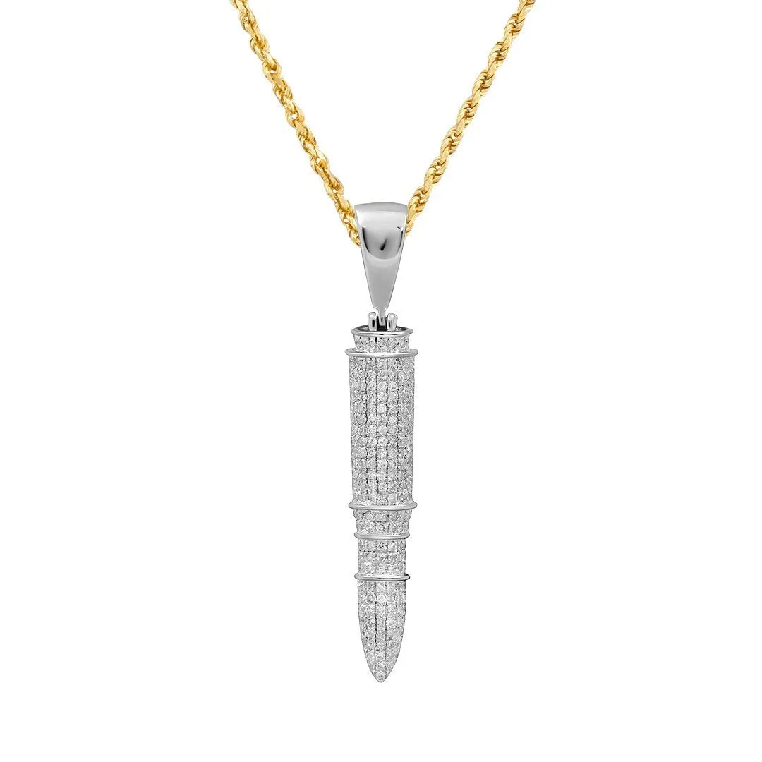 10k White Gold Diamond Missile Pendant .71 Ctw