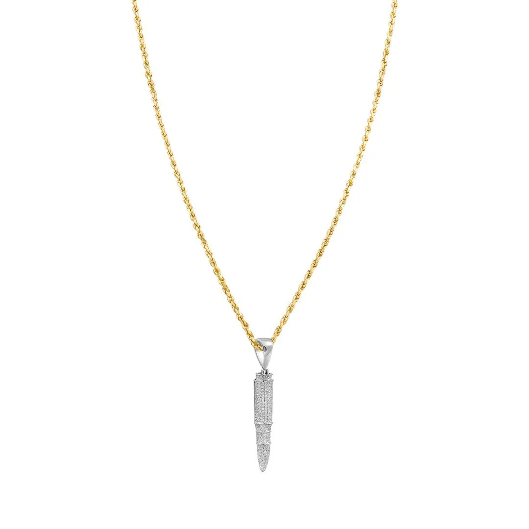 10k White Gold Diamond Missile Pendant .71 Ctw