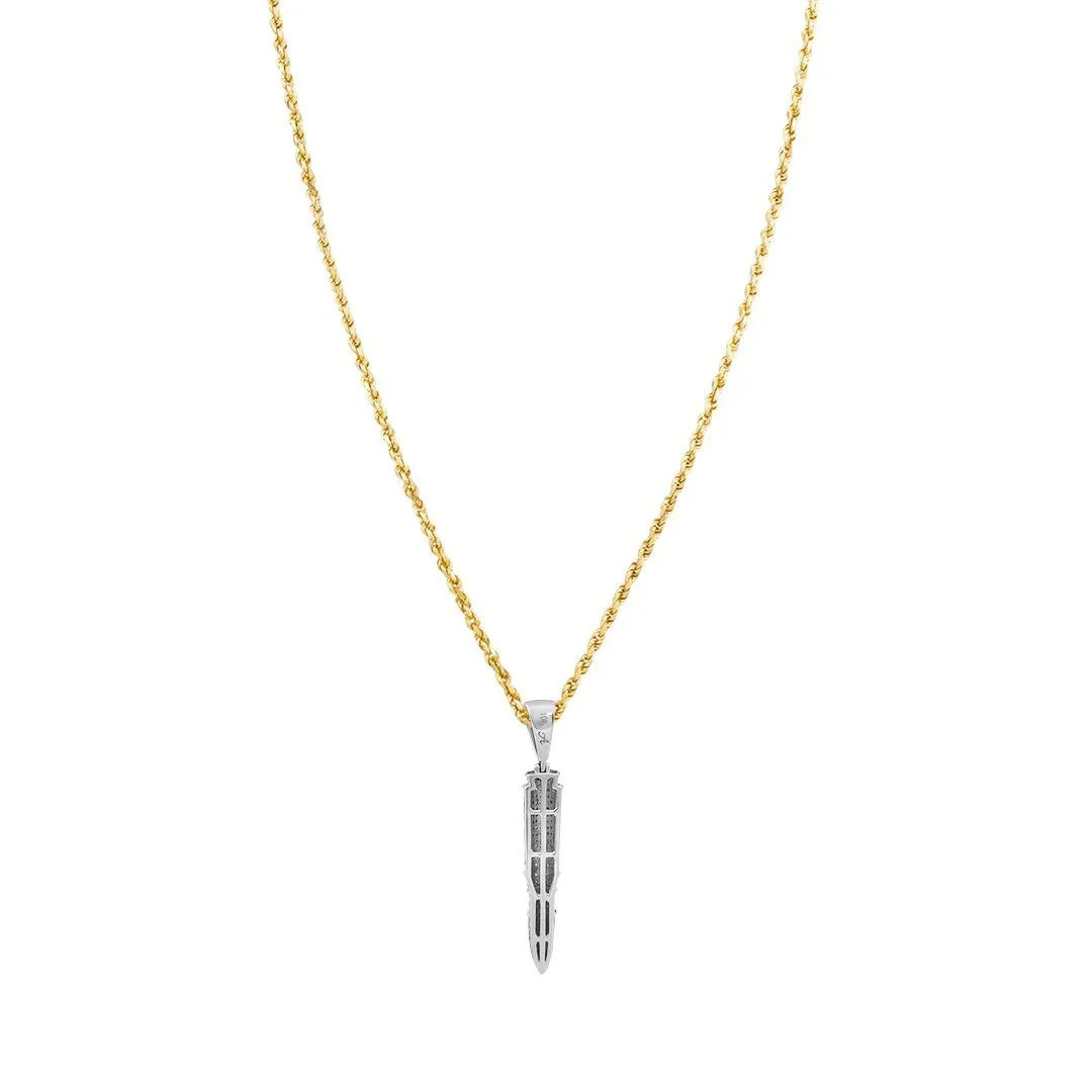 10k White Gold Diamond Missile Pendant .71 Ctw
