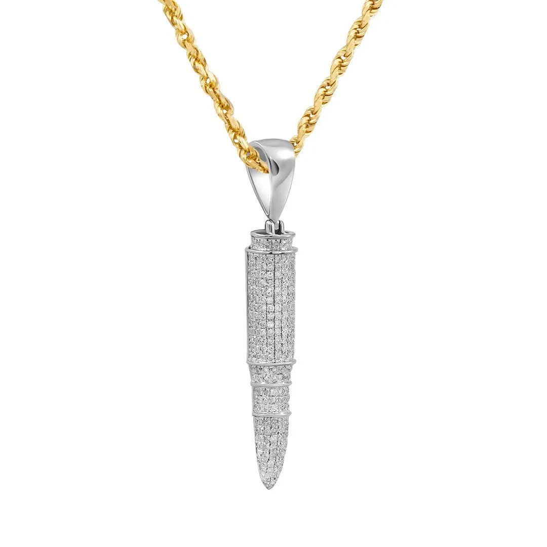 10k White Gold Diamond Missile Pendant .71 Ctw