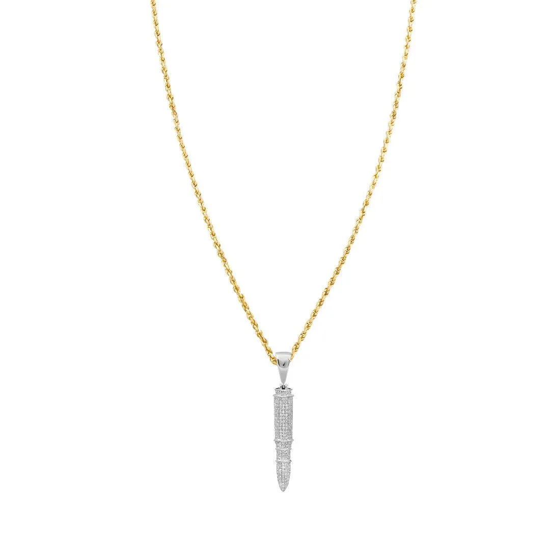 10k White Gold Diamond Missile Pendant .71 Ctw