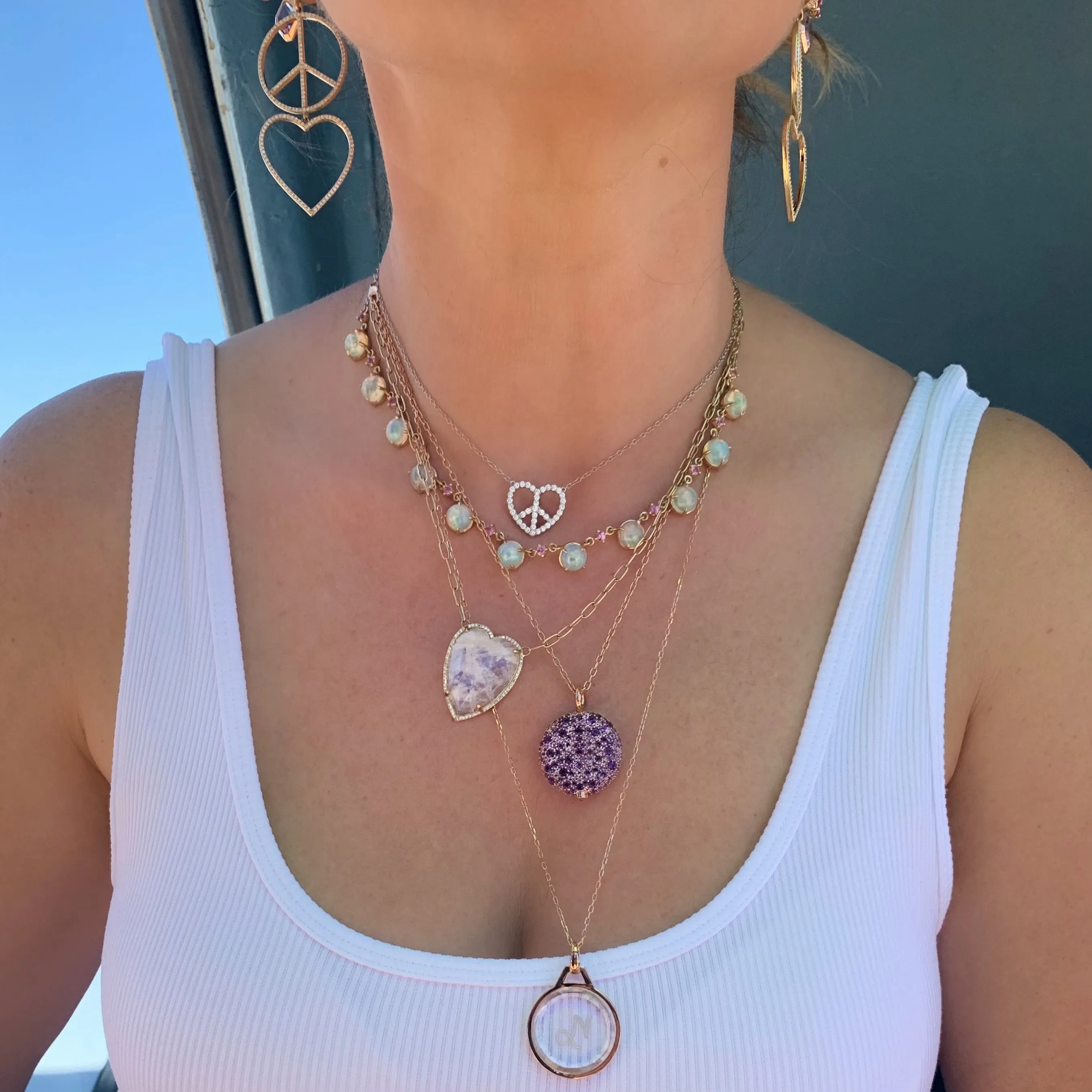 11 Stone Opal & Pink Sapphire Lady Necklace