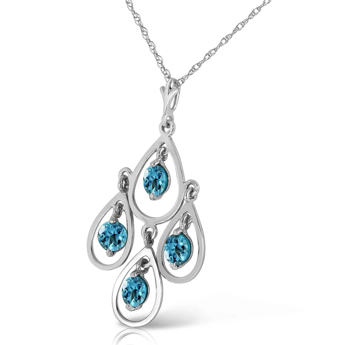 1.2 Carat 14K Solid White Gold Call The Tune Blue Topaz Necklace