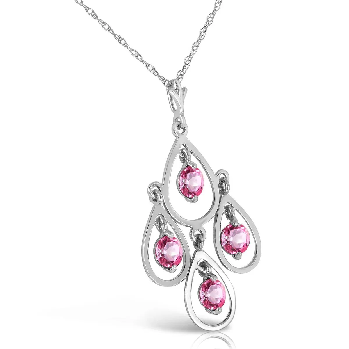 1.2 Carat 14K Solid White Gold Not Hyphenated Pink Topaz Necklace