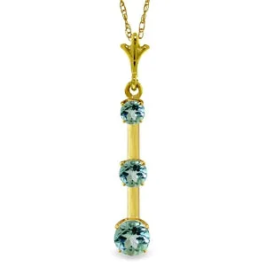 1.25 Carat 14K Solid Yellow Gold Lawrence Blue Topaz Necklace
