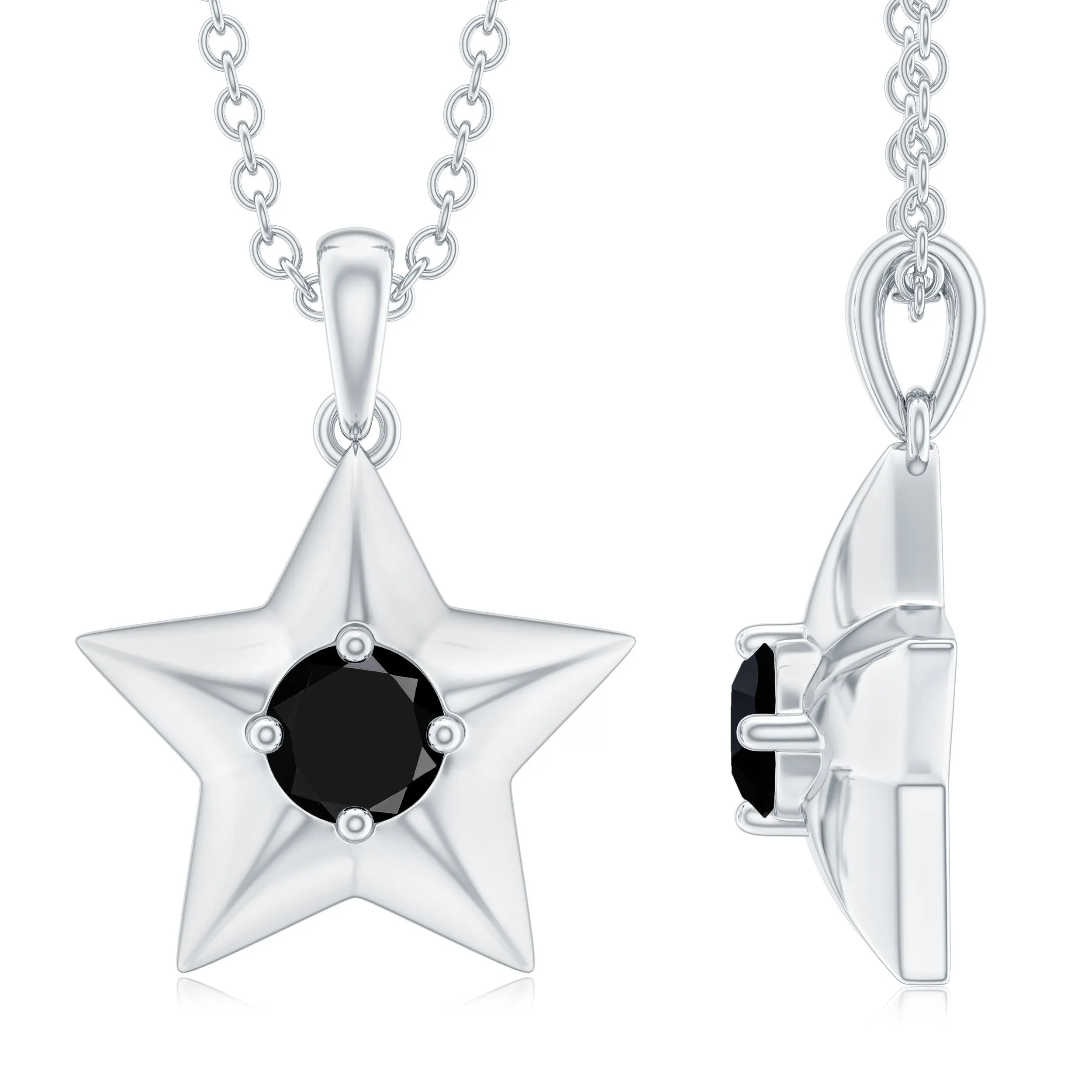 1/4 CT Black Onyx and Gold Star Pendant