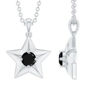 1/4 CT Black Onyx and Gold Star Pendant