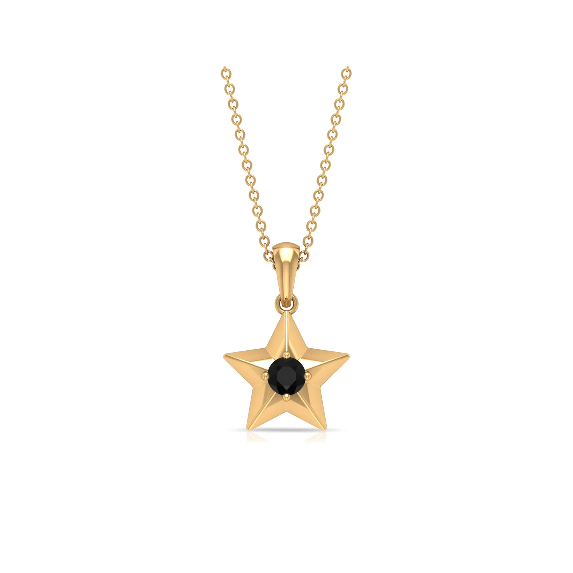 1/4 CT Black Onyx and Gold Star Pendant