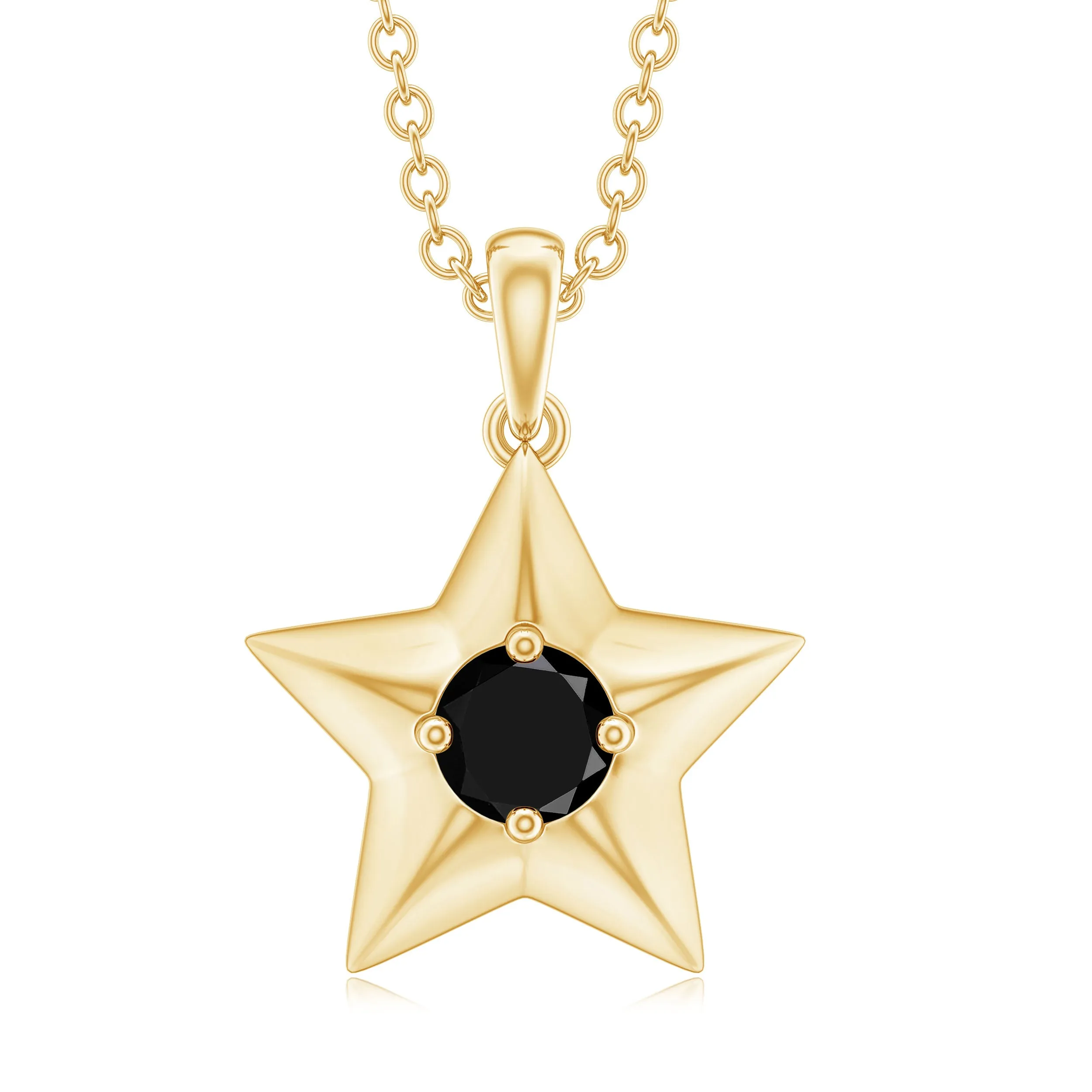 1/4 CT Black Onyx and Gold Star Pendant