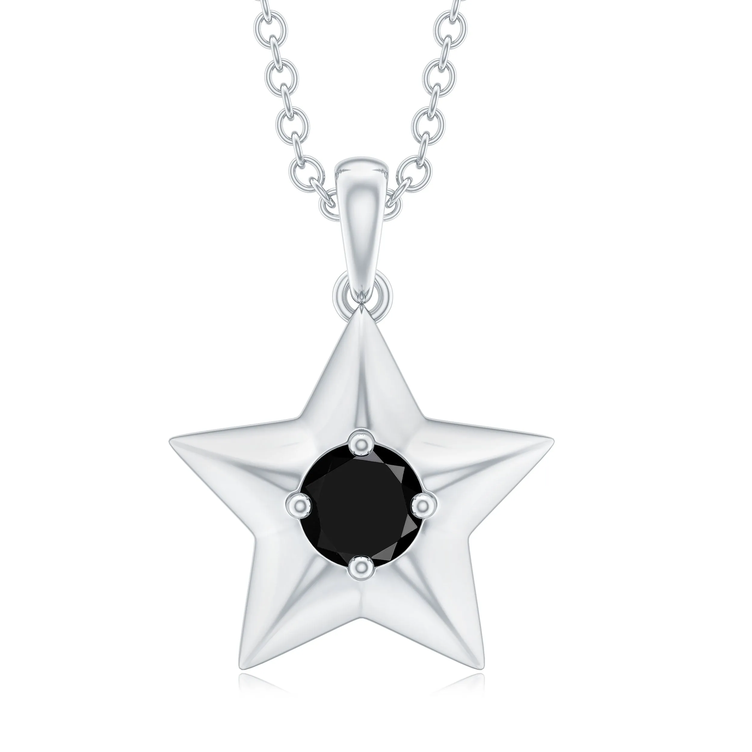 1/4 CT Black Onyx and Gold Star Pendant