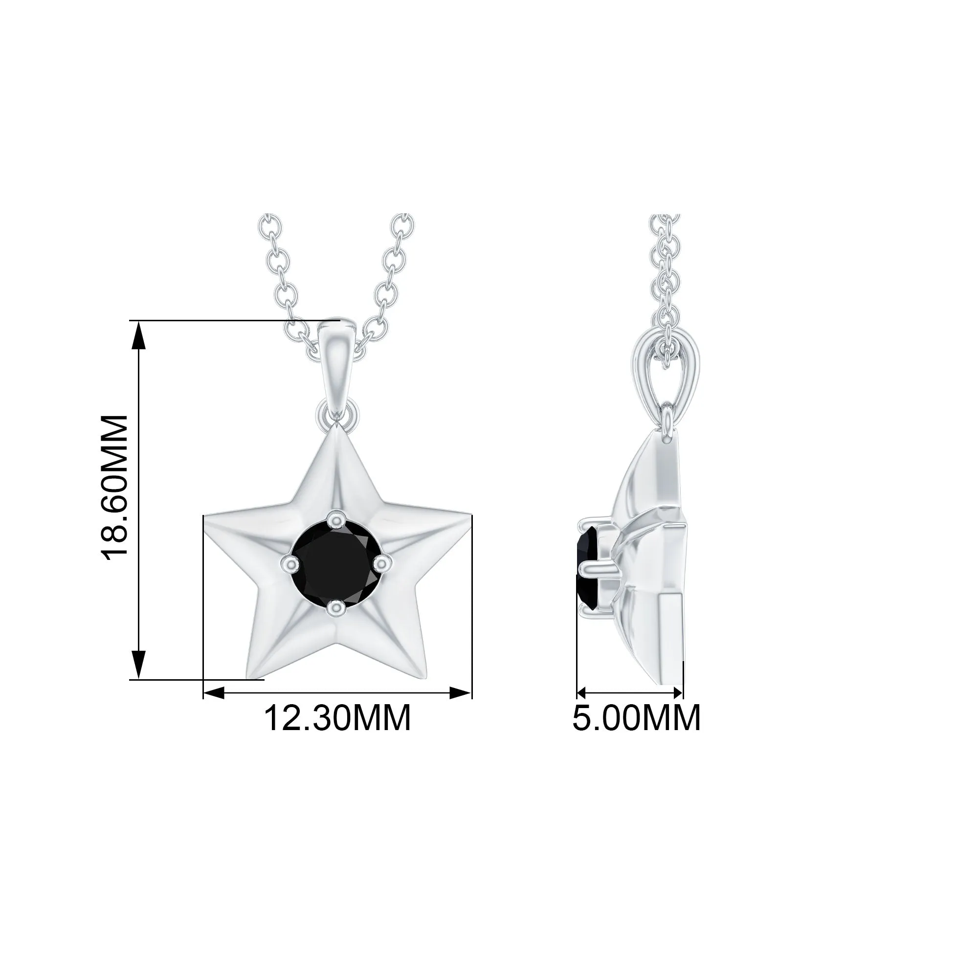 1/4 CT Black Onyx and Gold Star Pendant
