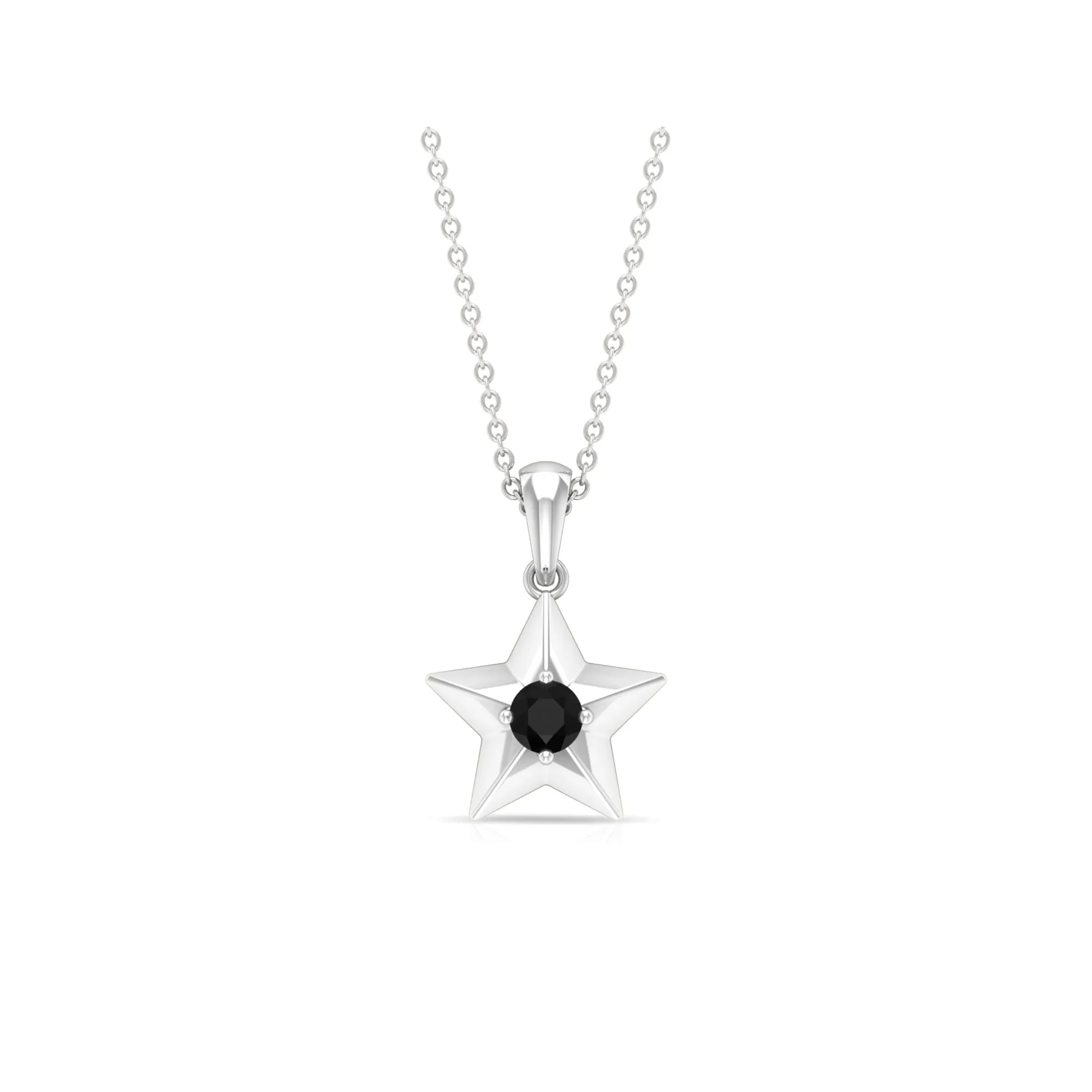 1/4 CT Black Onyx and Gold Star Pendant