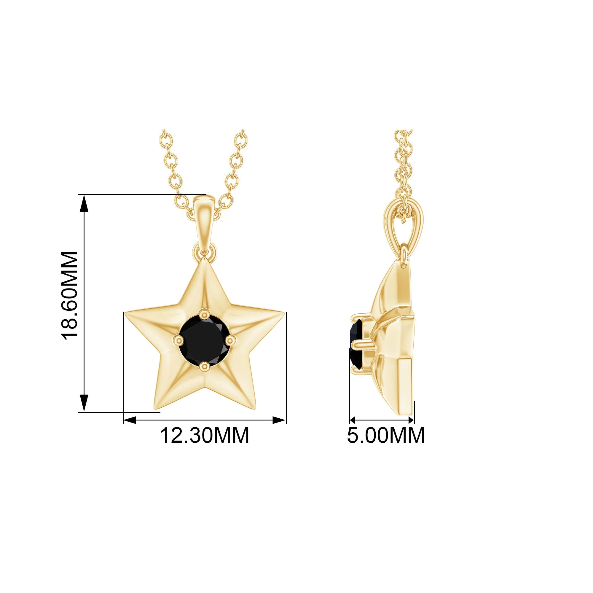 1/4 CT Black Onyx and Gold Star Pendant