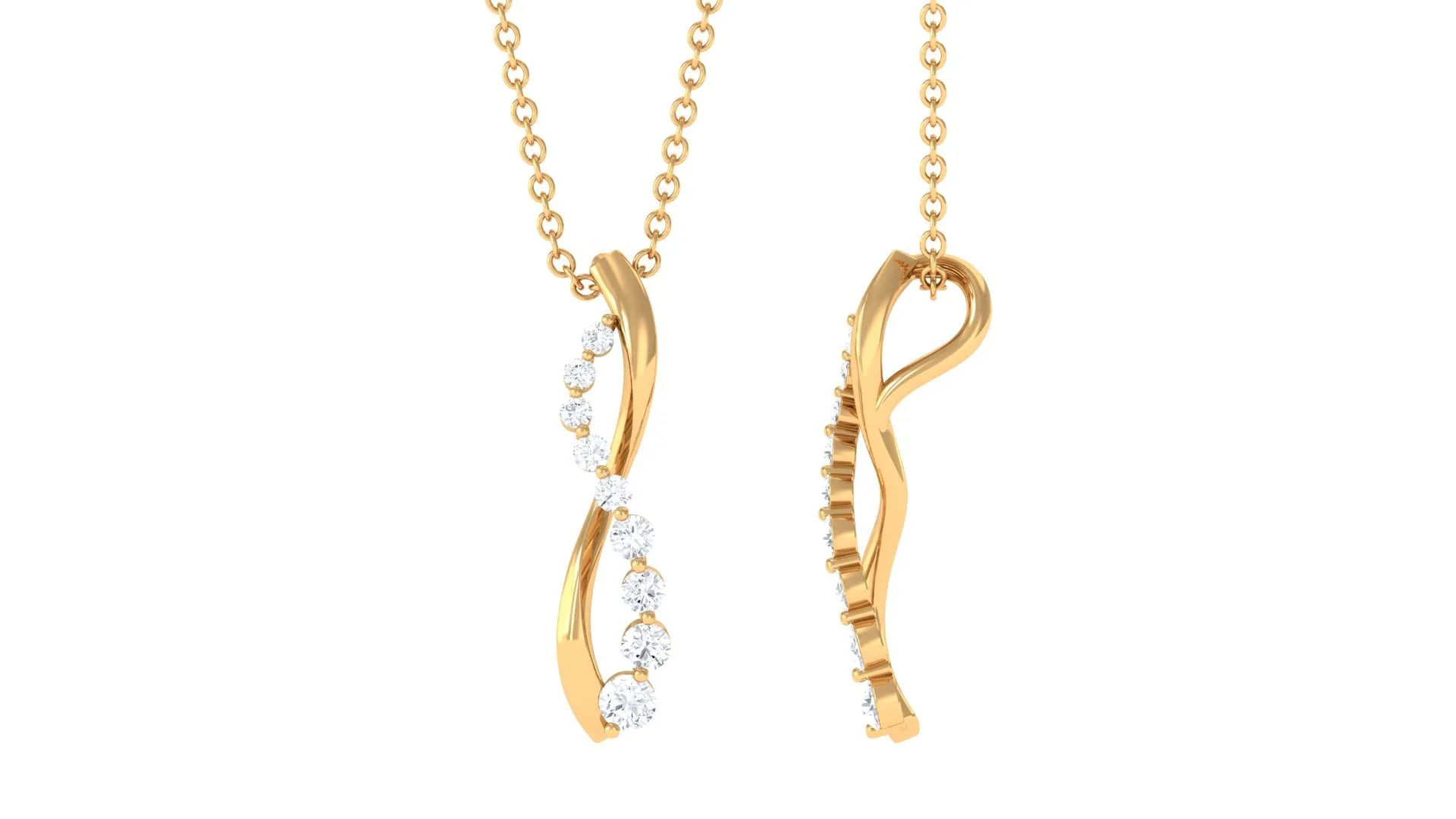 1/4 CT Natural Diamond and Gold Infinity Pendant Necklace