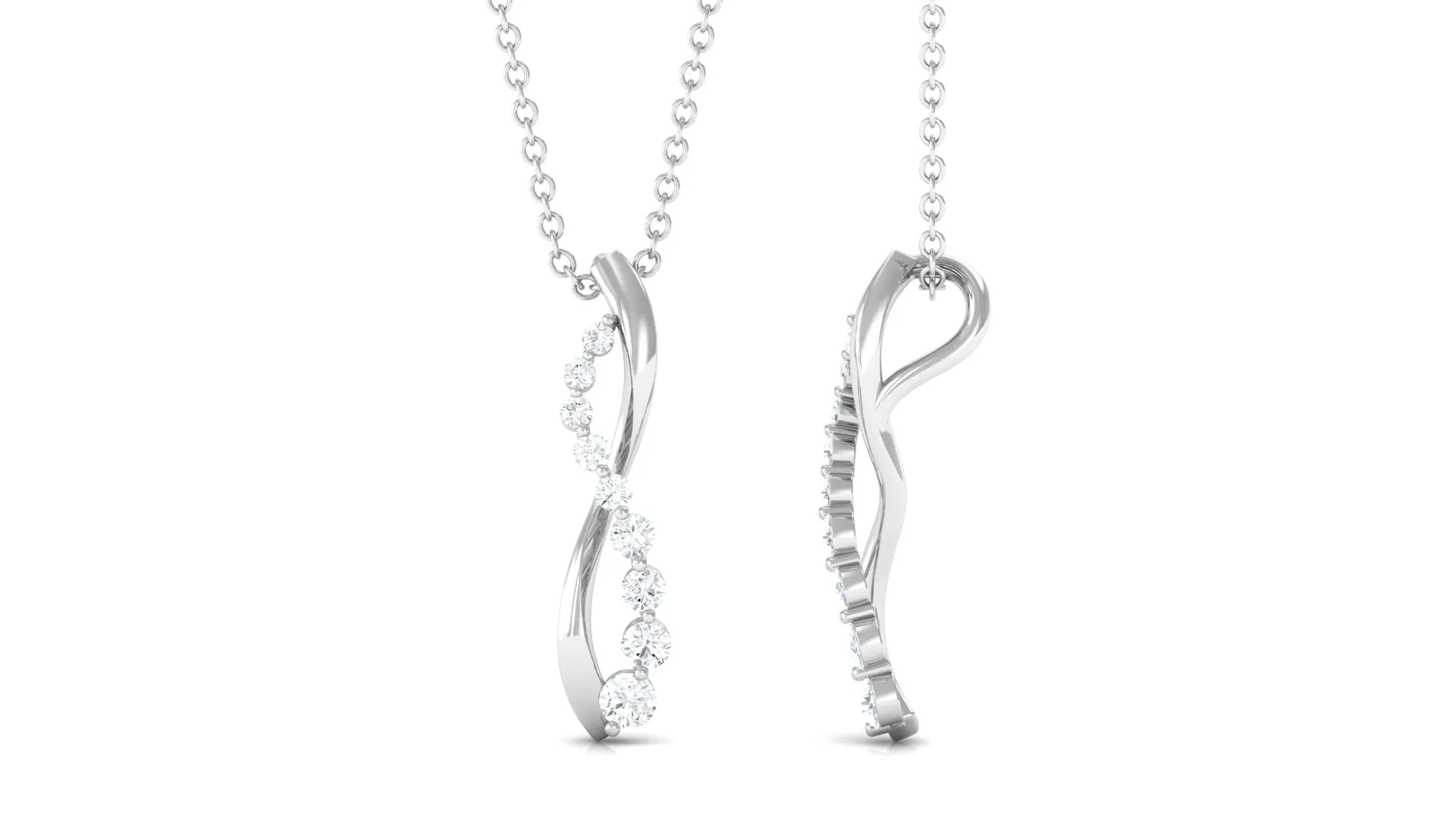1/4 CT Natural Diamond and Gold Infinity Pendant Necklace
