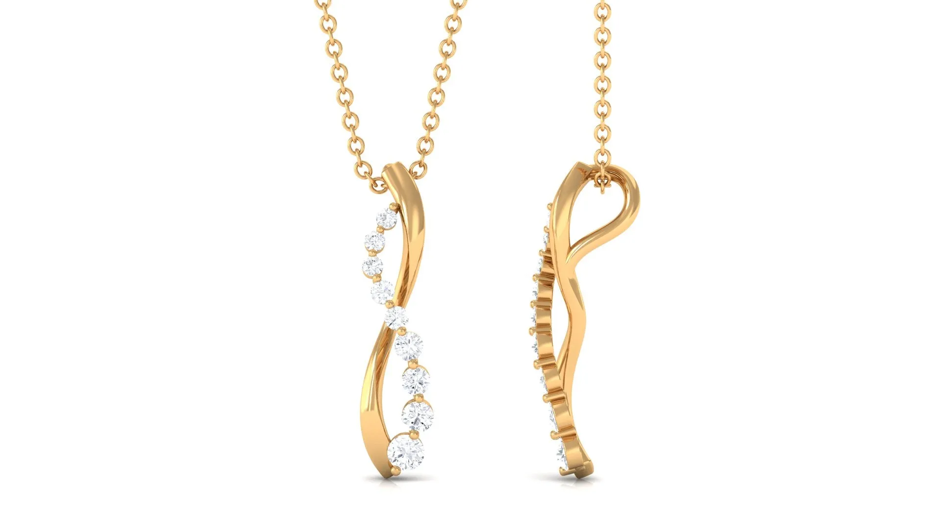 1/4 CT Natural Diamond and Gold Infinity Pendant Necklace