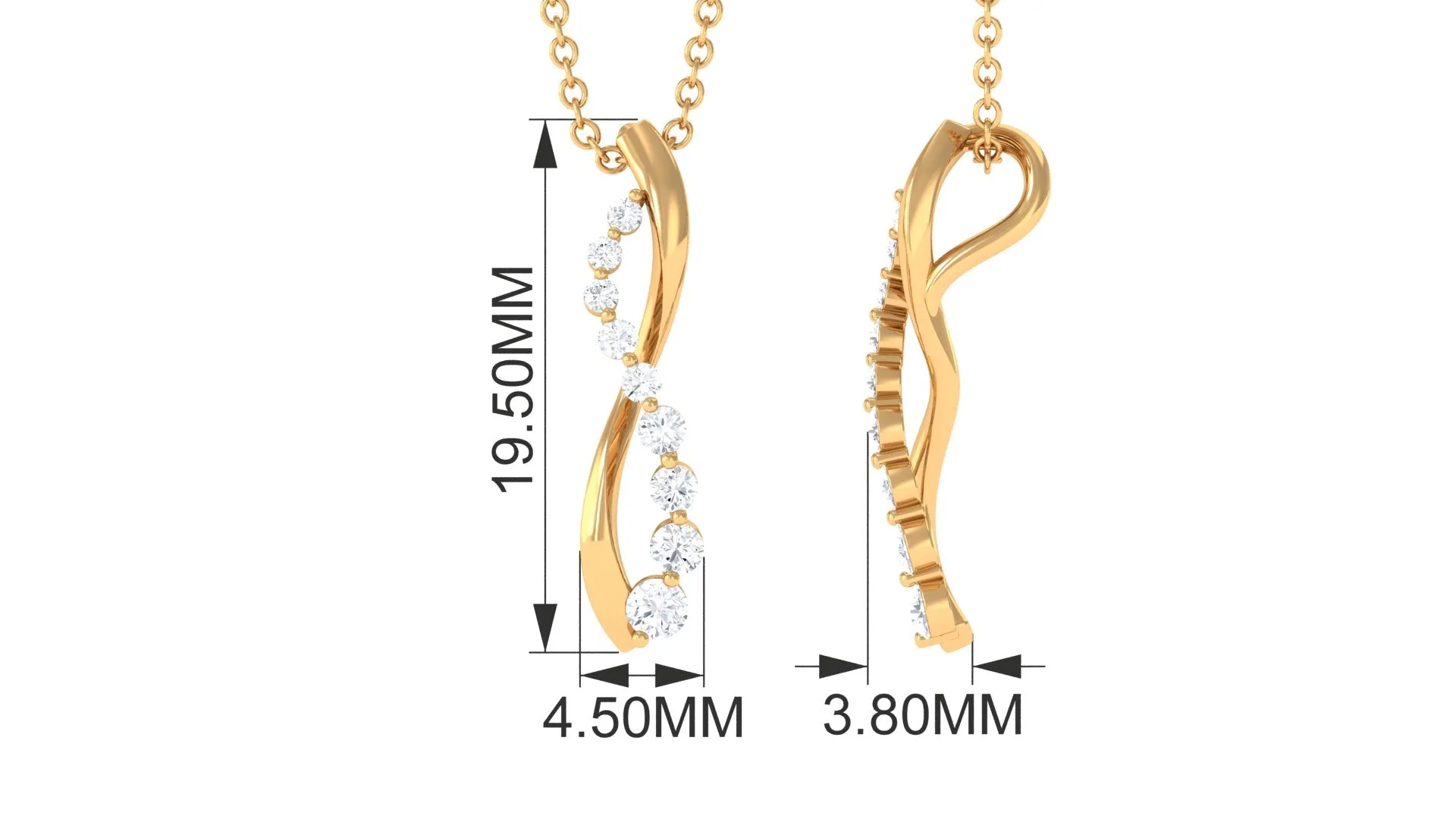 1/4 CT Natural Diamond and Gold Infinity Pendant Necklace