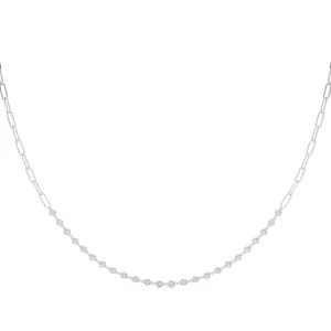 14K 17 Inch Paper Clip Diamond Necklace