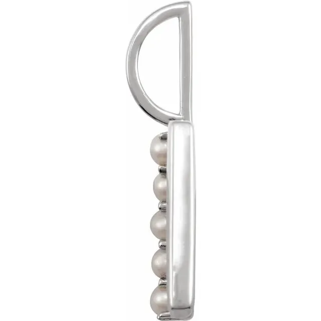 14K White Gold Cultured White Pearl Initial M Charm/Pendant