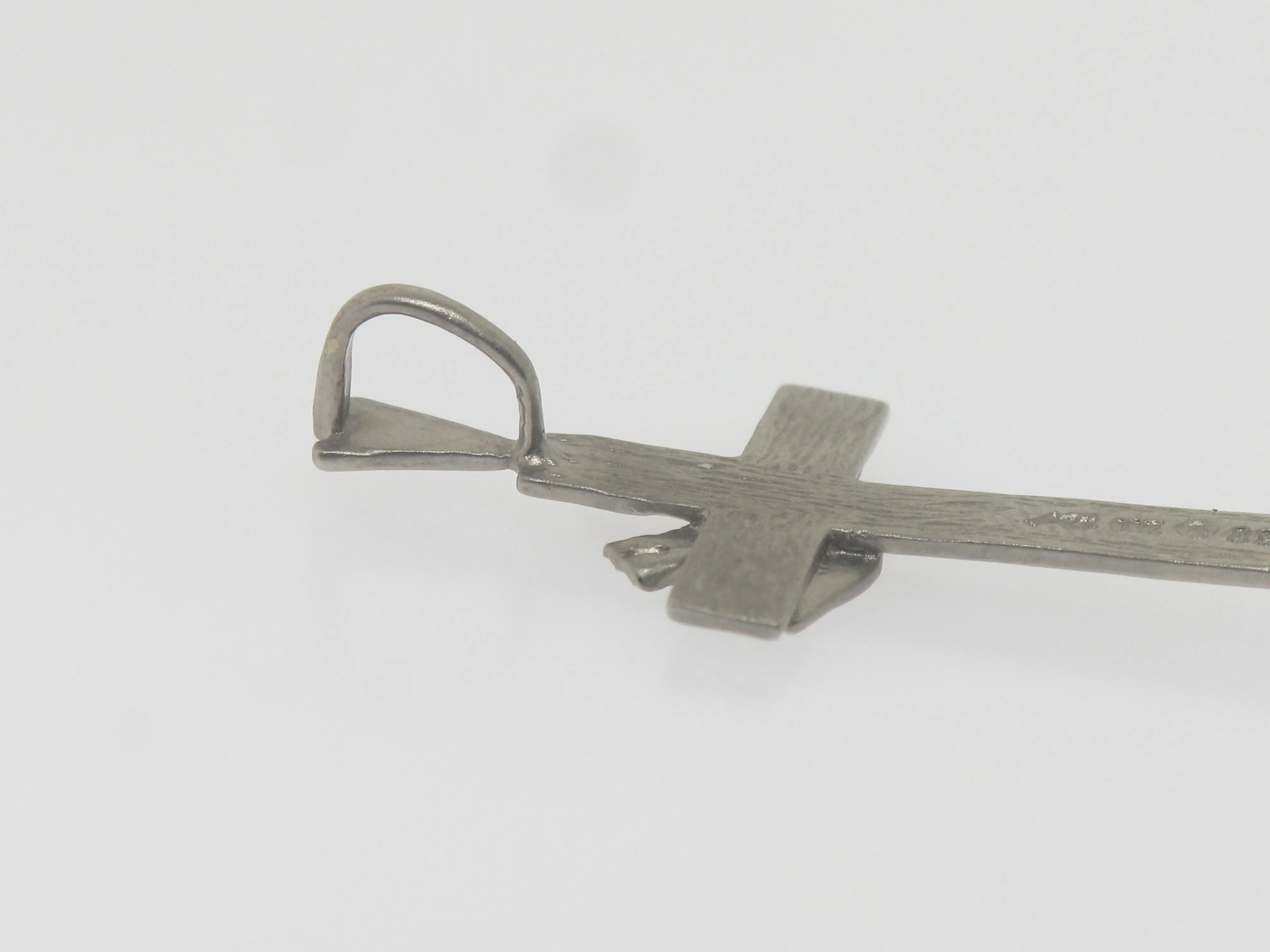 14K White Gold Diamond Cut Cross with Dove