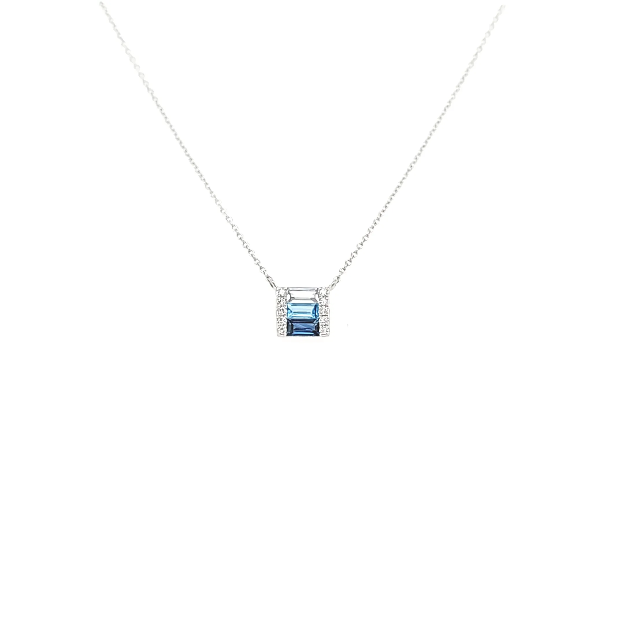 14k White Gold Gradient Blue Necklace (I6549)