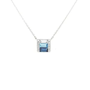 14k White Gold Gradient Blue Necklace (I6549)