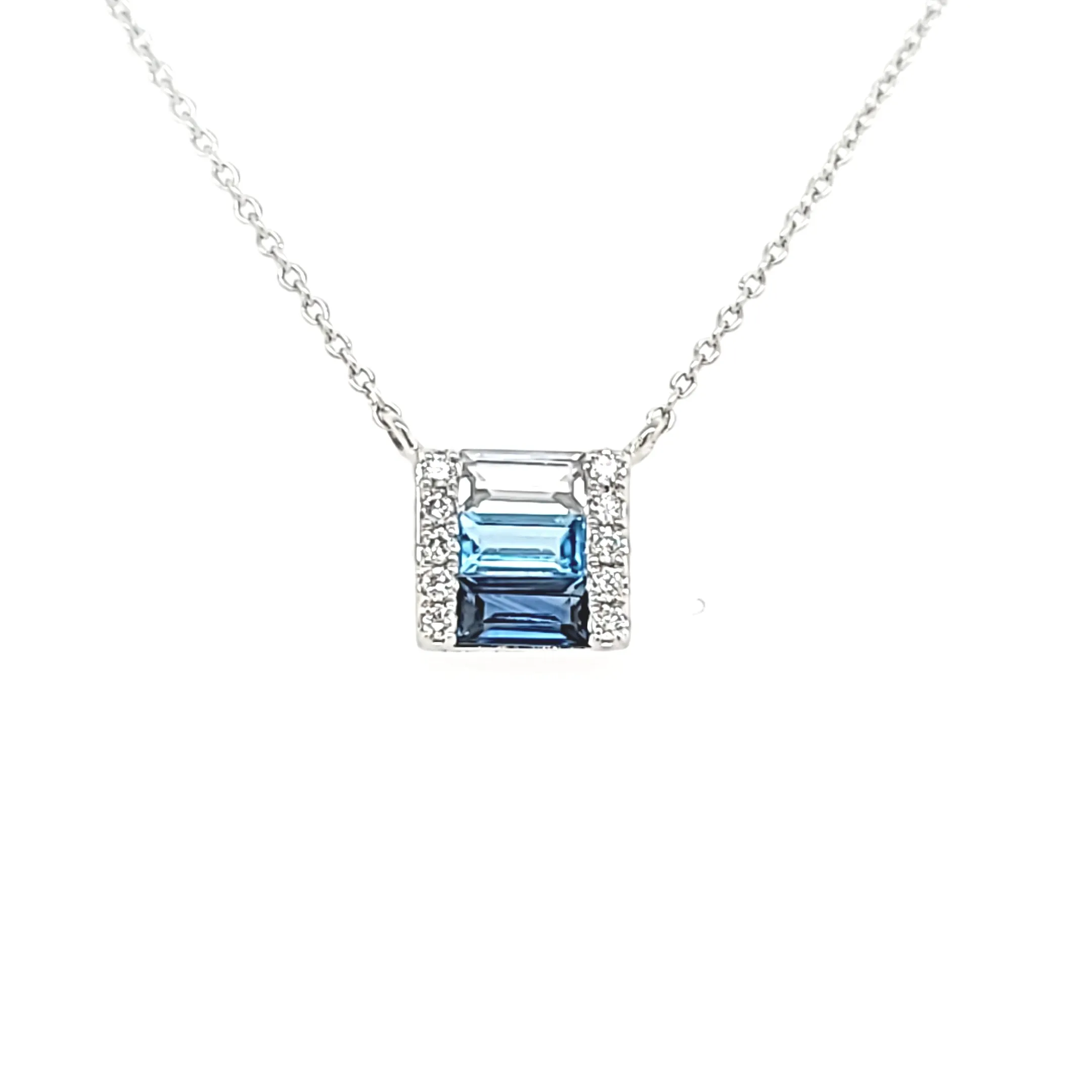 14k White Gold Gradient Blue Necklace (I6549)