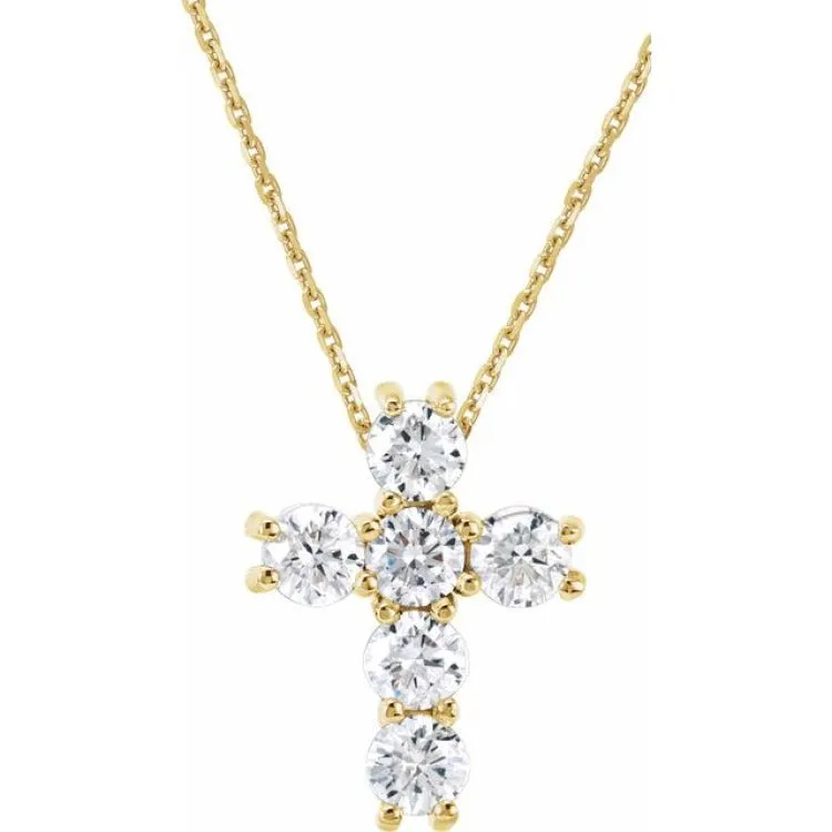 14K Yellow 1/4 CTW Natural Diamond Cross 18" Necklace