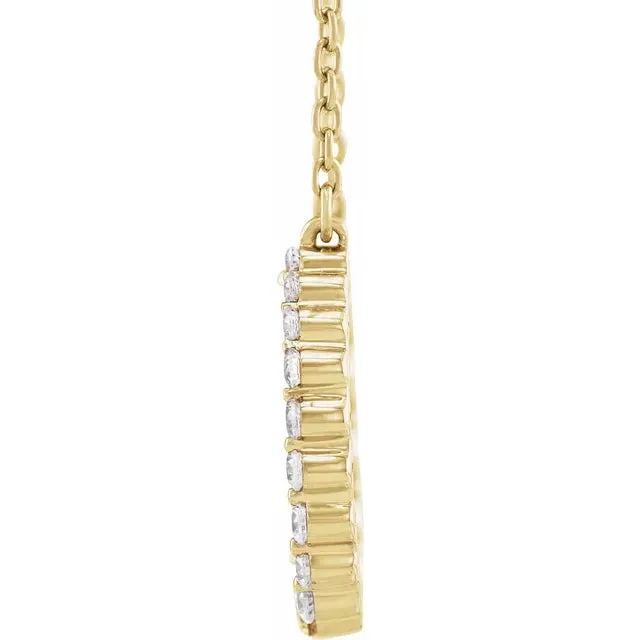 14K Yellow Gold 3/8 CTW Lab-Grown Diamond Graduated Circle 16-18" Necklace