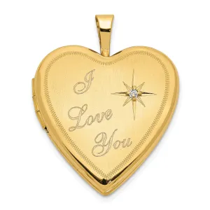 14k Yellow Gold I Love You Diamond Heart Locket