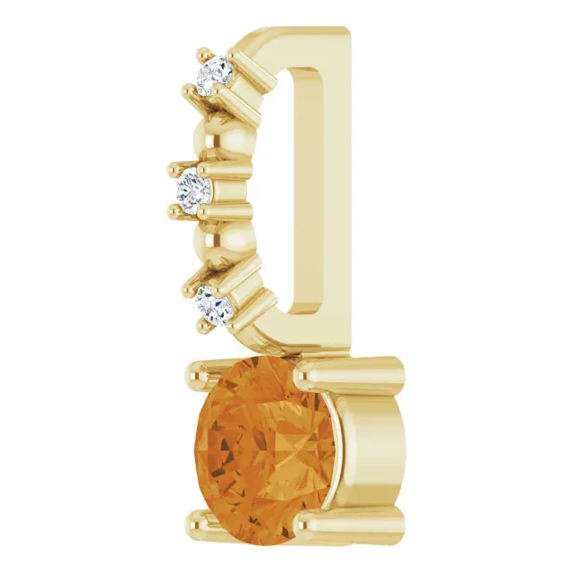 14K Yellow Gold Imitation Citrine & .01 CTW Natural Diamond Charm/Pendant