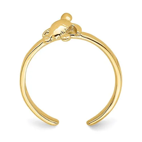 14k Yellow Gold Solid Adjustable Sea Turtle Toe Ring