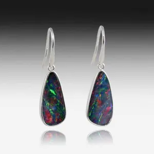 14KT WHITE GOLD OPAL EARRINGS