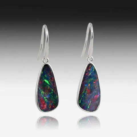 14KT WHITE GOLD OPAL EARRINGS