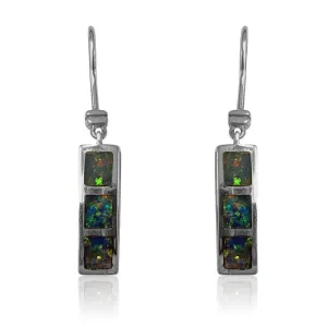 14kt White Gold Opal inlay earrings