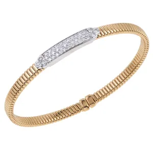 18 Karat Two Tone Yellow/White Gold Diamond Cuff Bracelet