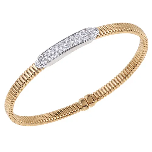 18 Karat Two Tone Yellow/White Gold Diamond Cuff Bracelet