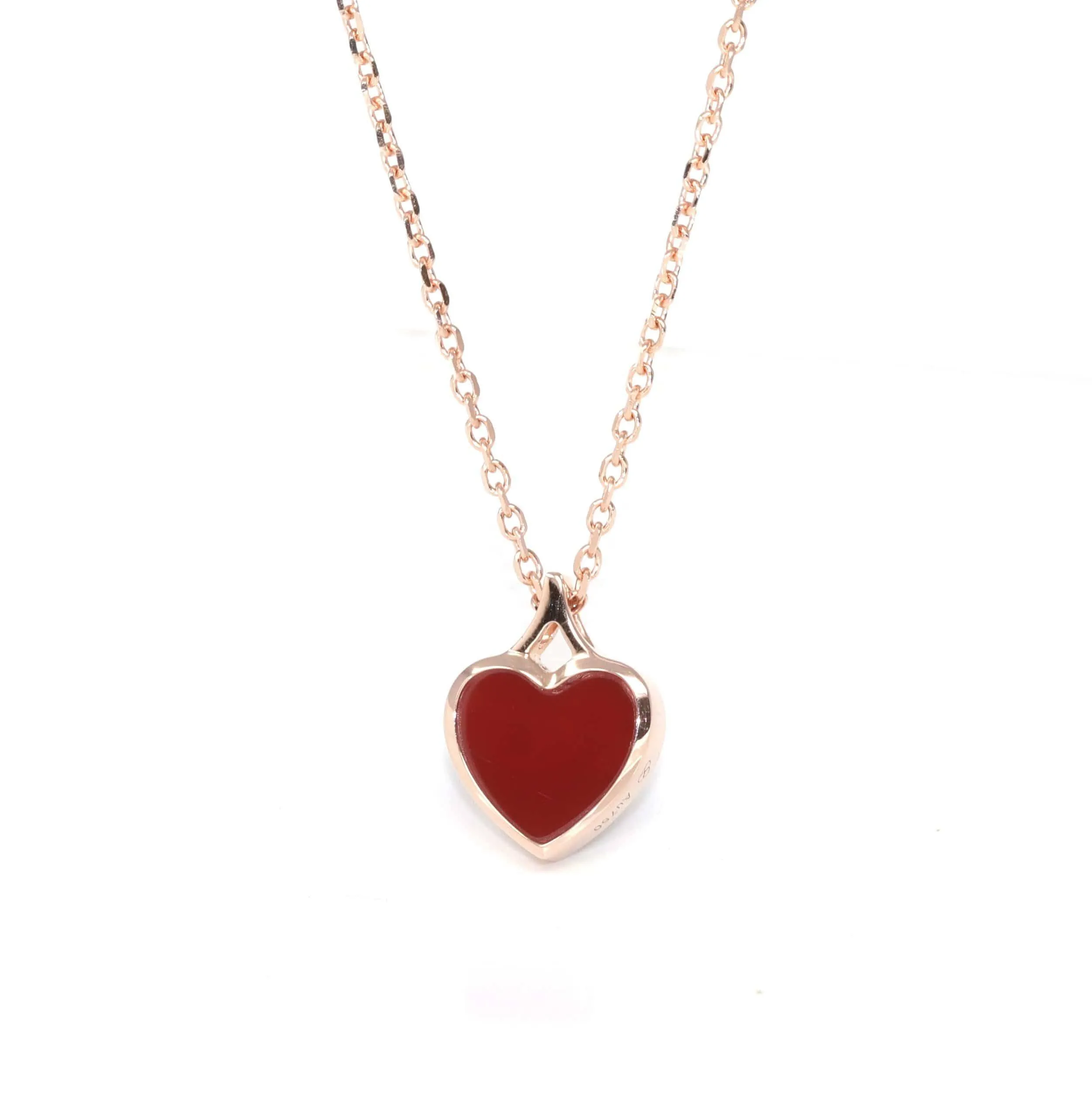 18K Rose Gold Genuine Red Agate & Diamond Necklace(2 in 1)