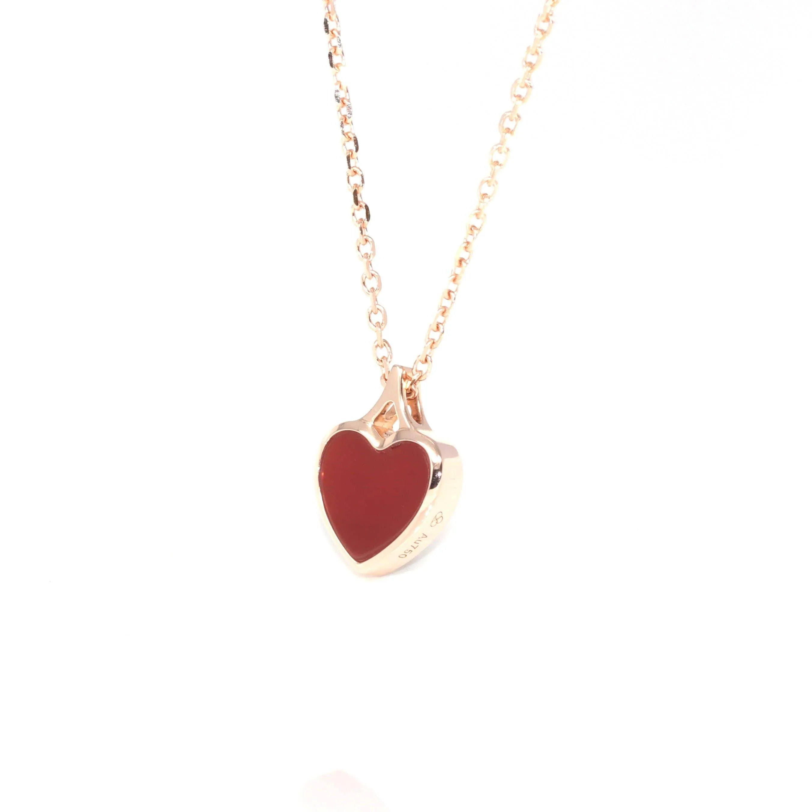 18K Rose Gold Genuine Red Agate & Diamond Necklace(2 in 1)