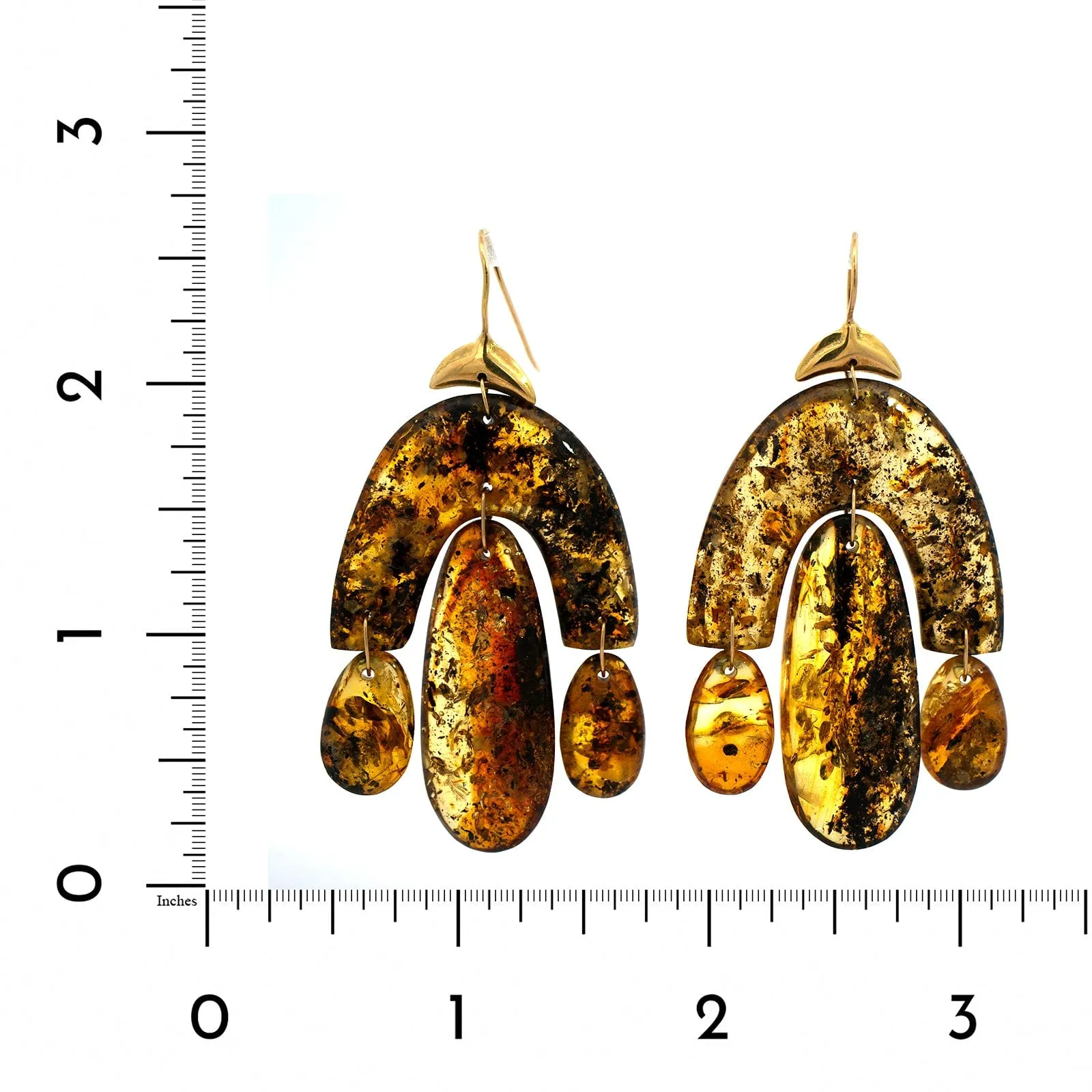 18K Yellow Gold Amber Mini Chandelier Earrings