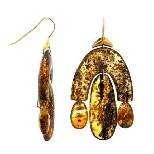 18K Yellow Gold Amber Mini Chandelier Earrings