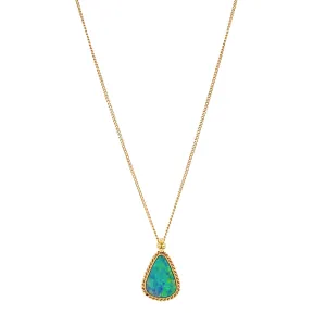 18K Yellow Gold Australian Opal Doublet Necklace - "Caribbean Waters"
