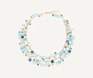 18K Yellow Gold Mixed Topaz Three-Strand Necklace