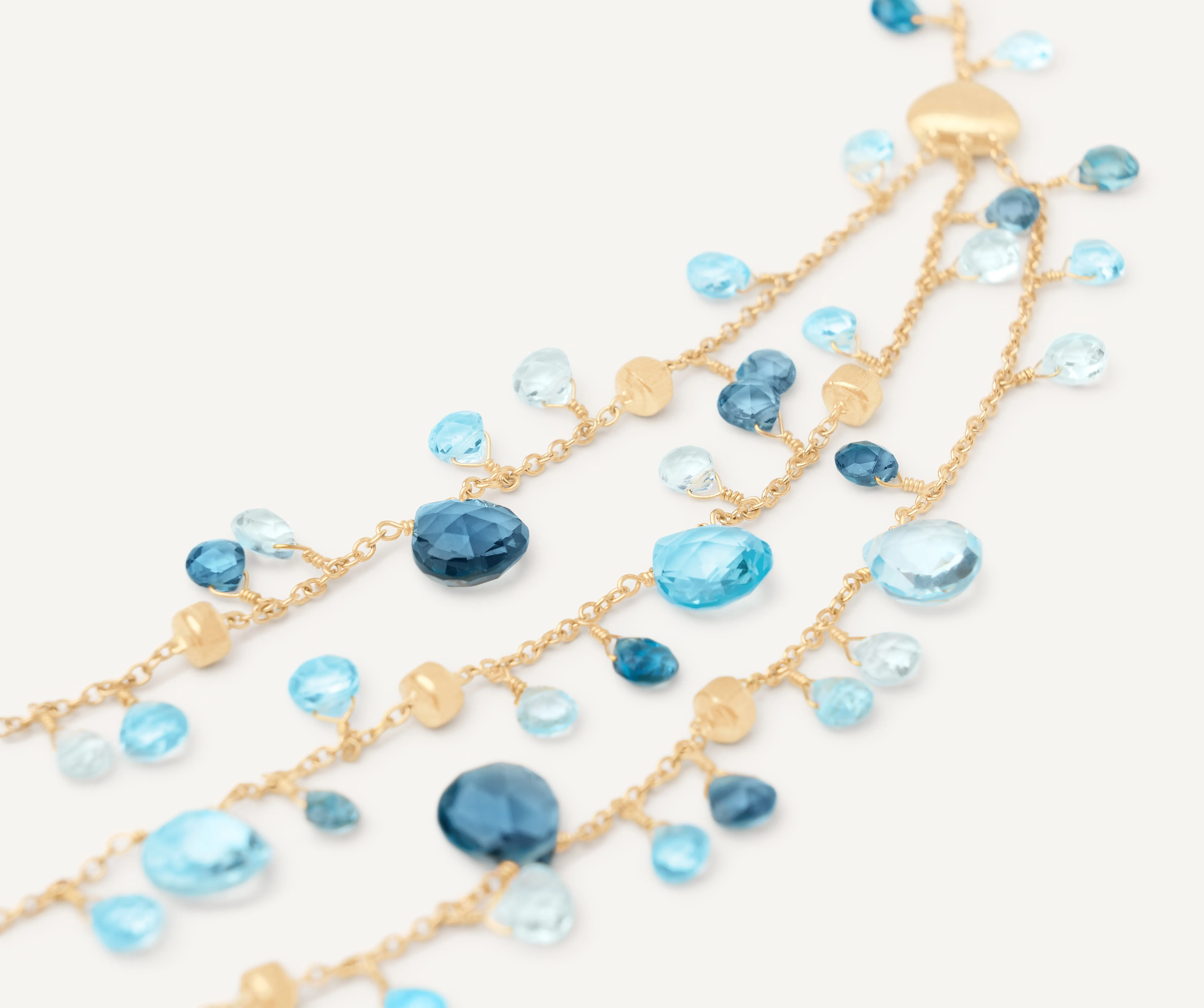 18K Yellow Gold Mixed Topaz Three-Strand Necklace