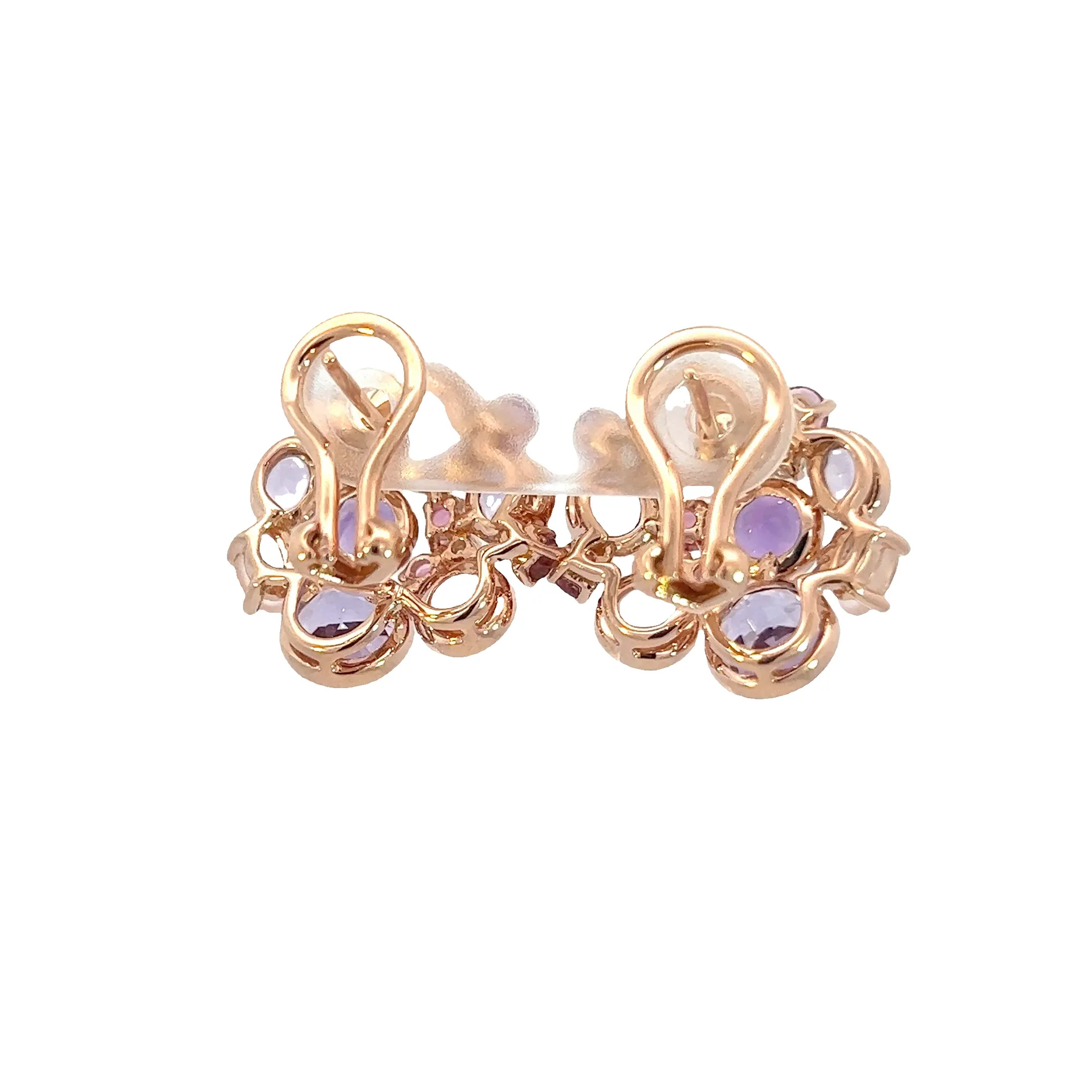 18kt Rose Gold Multi Colour gems and Diamond studs
