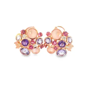 18kt Rose Gold Multi Colour gems and Diamond studs