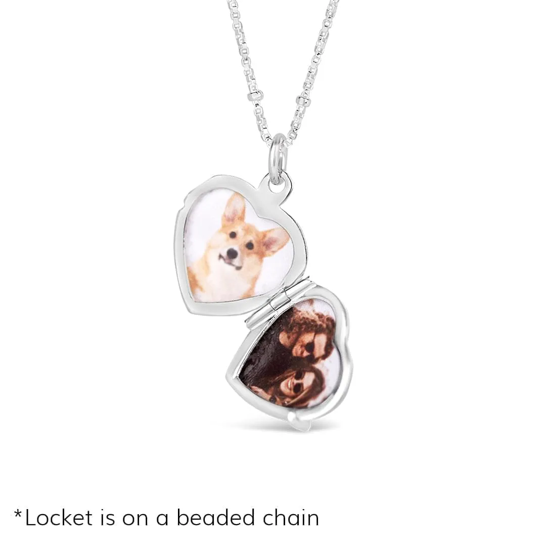 2 Photo Diamond Heart Locket Silver   Photos
