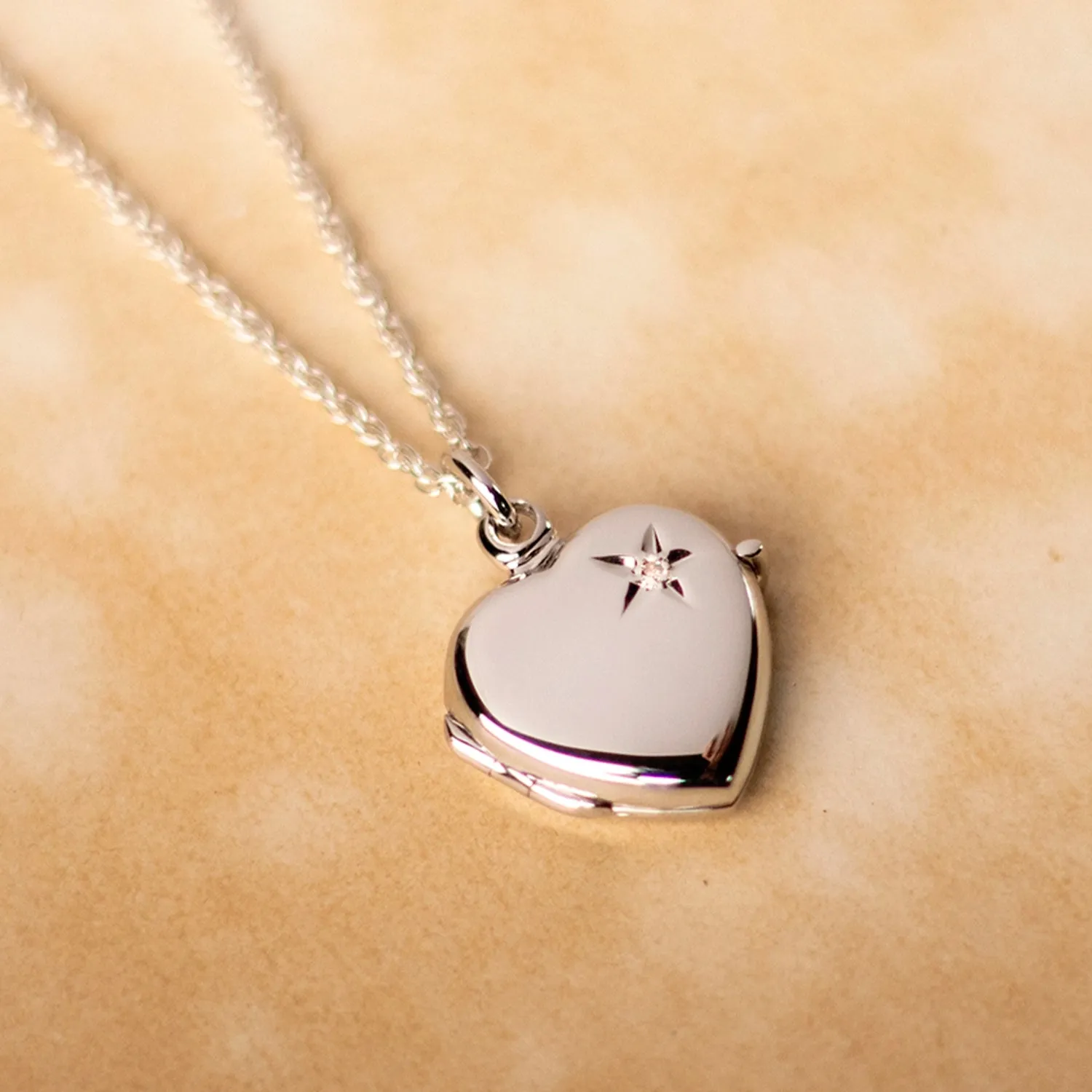 2 Photo Diamond Heart Locket Silver   Photos